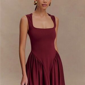 Meshki Sharon Scuba Jersey Mini Dress - Wine